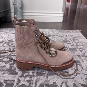 Marc Fisher size 6.5 lace up boots with fur on tongue.